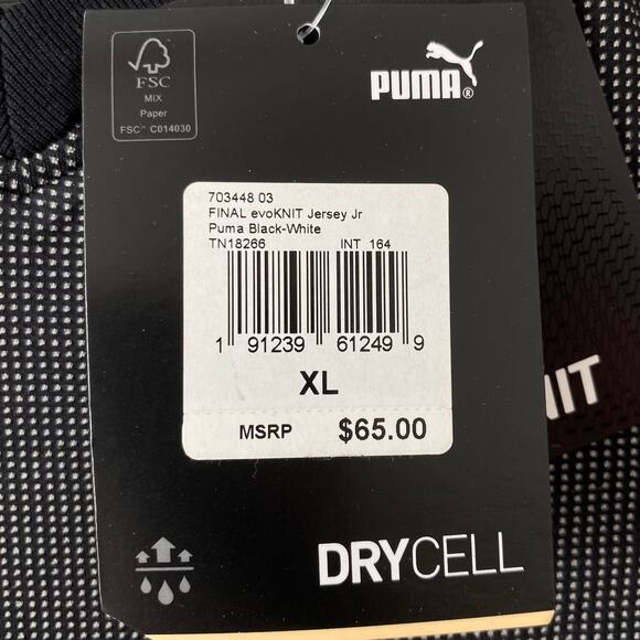 NEW PUMA Junior's Final EvoKNIT Jersey Black Size XL Soccer Sports - Picture 4 of 5